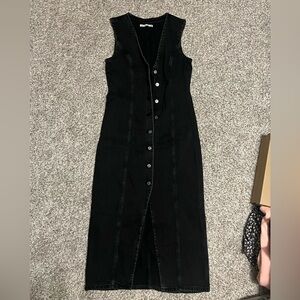 A&F denim v neck button down midi dress